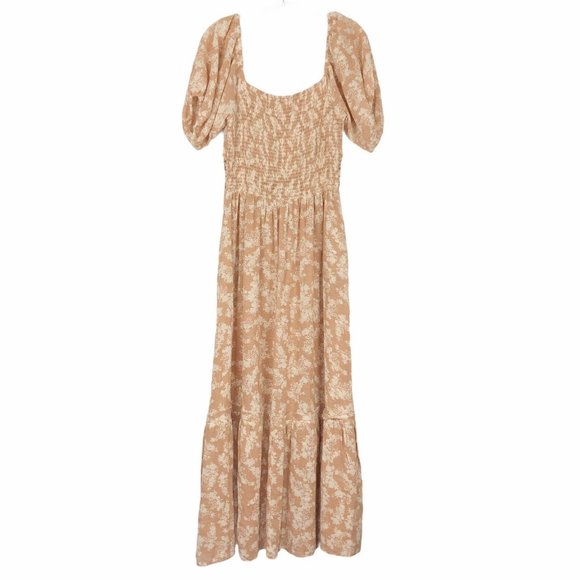 NEW Free People Midi Beige Floral Prairie Dress M - Picture 4 of 12